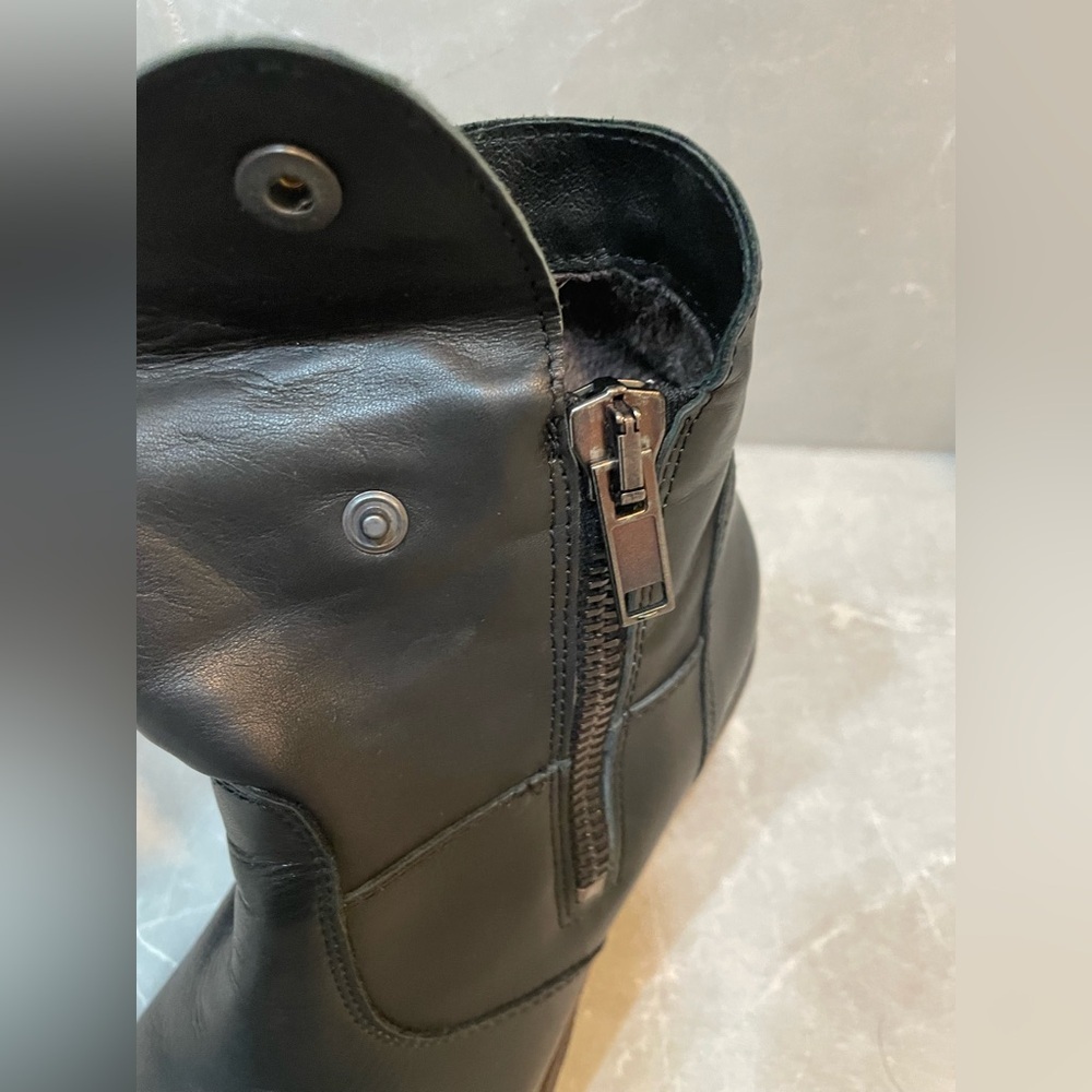 Biza Black Leather Moto Ankle Boots Size 40 EU - Picture 9 of 11